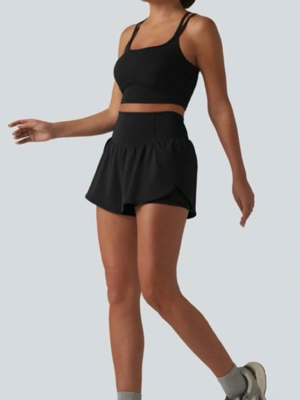 Halara SoftlyZero™ Airy High Waisted Tummy Control 2-in-1 Curved Hem - NAVY
